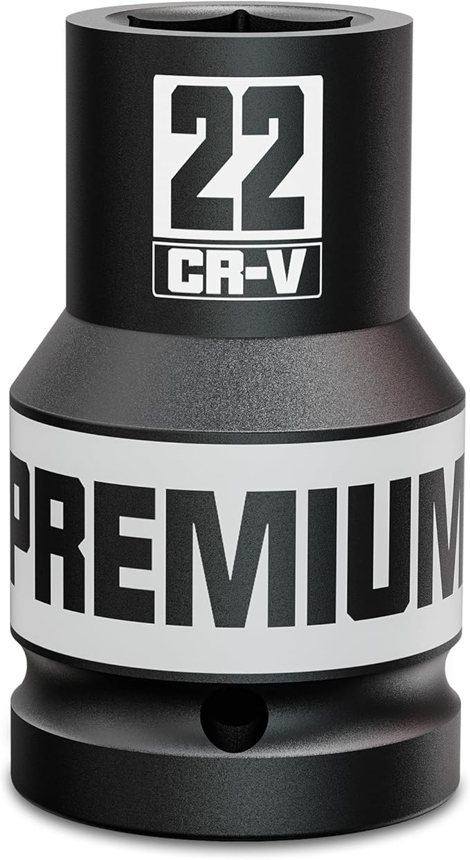 1" Drive 6 Point Impact Socket, 22mm Deep Socket, Metric, CR-V, Automotive Maintenance Machinery Manufacturing