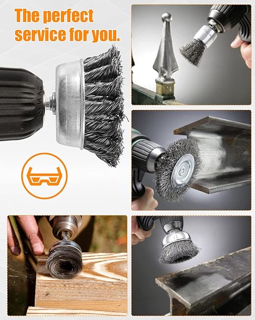 20 Pcs Wire Wheel for Drill, Heavy Duty Wire Brush for Drill, 1/4'' Hex Shank Wire Cup Brush Coarse Carbon Steel Crimped, Great for Cleaning Rust, Paint, Abrasive and Drill Attachment