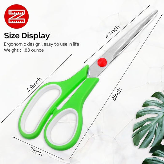Modern Multipurpose Scissors, 8" Bulk 24-Pack, Stainless Steel, Ambidextrous, Red, Blue, Green, Black