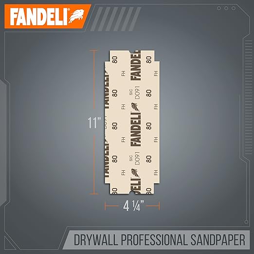 Fandeli | Multi-Purpose Sanding Paper | Grit 150 | 25 Sheets of 4-1/4'' x 11'' | Perfect for Sanding Drywall | Hand Sanding | Orbital Sanders
