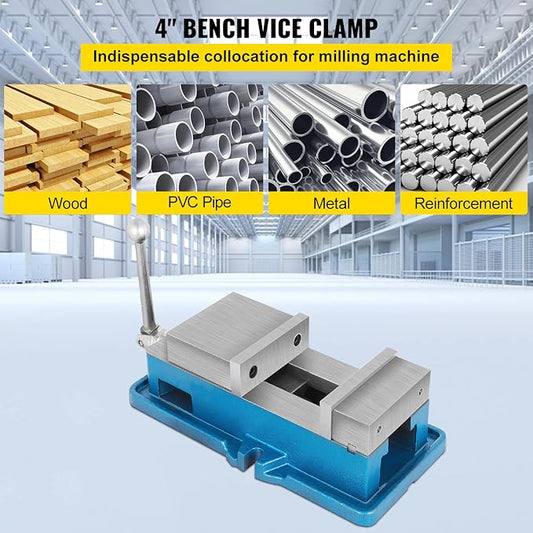 VEVOR Non Swivel Milling Lockdown Vise 4 Inch Precision Bench Clamp 100mm Width Drill Press Clamp 4 Inch Jaw Opening for Finishing Milling Machines Drilling Machines Precision Parts