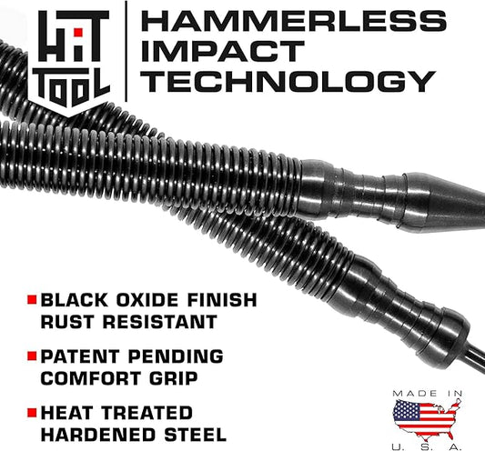 HIT Tool Pro Finish Kit includes 1/32"(#1), 2/32"(#2), 3/32"(#3), 4/32"(#4) Combination Nail Setters (2 Piece) Hammerless Spring Punch Set