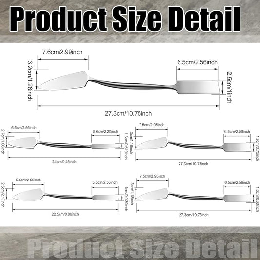 5 Pcs 1'' 3/8" 1/2" 5/8" 3/4" Trowel and Square Masonry Tools Forged Steel Trowel Concrete Tool Ornamental Stucco Masonry Plaster Spatula for Glazing, Patch Work, Plaster, and Archeology