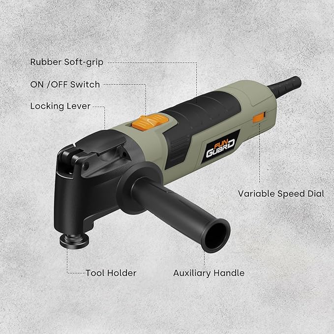Oscillating Tool 300W, 6 Variable Speeds 22000 OPM Electric Corded Multi-tool with 3.5째Oscillation Angle, Quick Change Blade System,30pcs Accessories for Cutting, Sanding, Grinding, Scraping