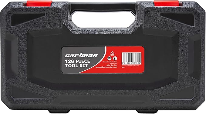 CARTMAN 126-Piece Home Tool Set Kit, Basic Household Hand Tools with Storage Case Red