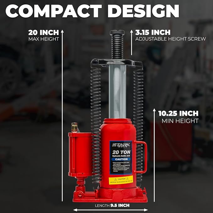Stark USA 20 Ton Low Profile Air Bottle Hydraulic Bottle Jack Lift Manual Hand Pump Auto Truck Trailer Repair Vehicle (44,000 LBS) Capacity