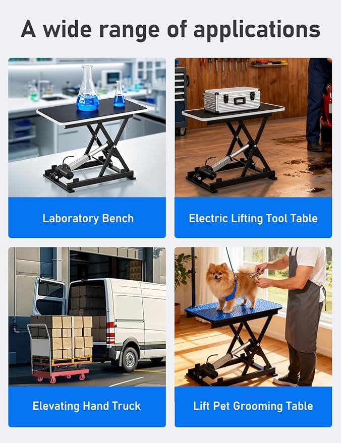 DIHOOL Electric Scissor Lift Table, 130Lbs Capacity, 3.95"-14.76" Height Adjustable Lifting Platform, Super Quiet with Remote & WiFi Control, Obstruction Detection, AC/DC Power for Home/Industrial Use