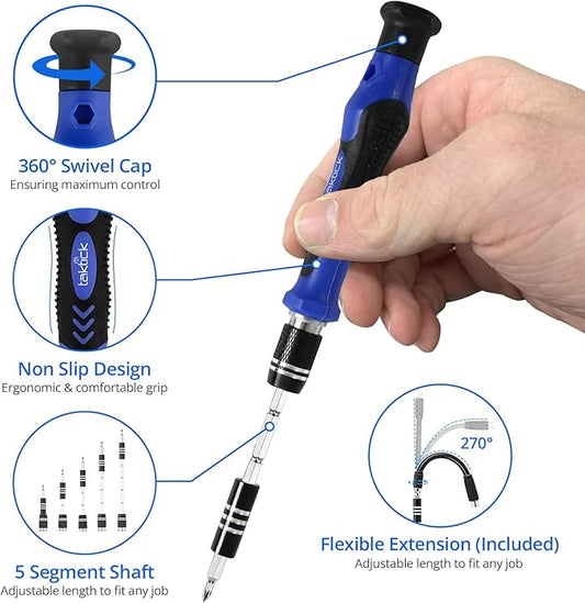 TackTik Precision Screwdriver Set TOOL KIT 80-Piece Multi-Bit Screwdriver with Multiple Bits, Magnetic Repair, Tweezers, Suction Cups, Cleaners for Computer, iPhone, Laptop, PC, Cell Phone,