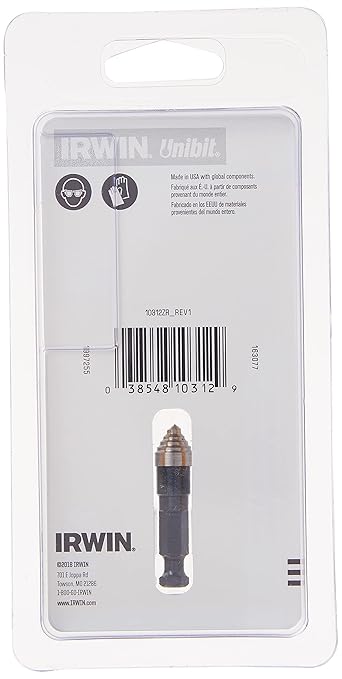 Irwin Tools - 10312ZR Unibit #12 3/8-Inch Step-Drill Bit, 1/4-Inch Shank (10312) Black