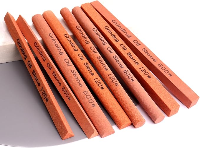 Sharpening Stone Set,8pcs 120#,600# Sanding Sticks Knife Whetstone White Corundum Oil Stone for Knife,Most Bladed&Cutting Tool (5.91x0.39 inch-Multi)