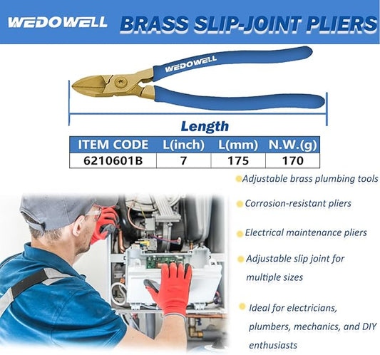 WEDOWELL 7" Brass Side Cutting Pliers,Wire Cutter with Non-Slip Handle,Diagonal Pliers,Metal Cutting Tool for Crafting, Floral,Artificial Flowers,Chicken Wire, Electrical,Length 175mm