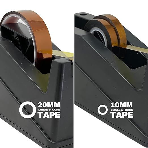 echomerx Large Tape Dispenser Heavy Duty - Best One-Handed for Painters & Masking Tape, Heat Tape Kapton & More, Weighted Desk Holder, 1 & 3 inch Core, Big Black, Commercial Grade, Sublimation & Craft