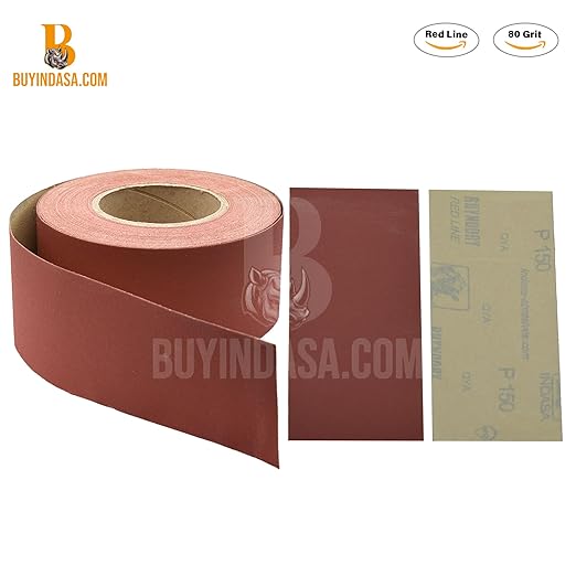 Indasa 2.75" PSA Sandpaper Roll - 27 Yard Rhynostick 36-Grit Long Continuous Roll, Self-Adhesive Stickyback Sand Paper for Woodworking, Automotive, Metal (Aluminum Oxide)