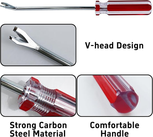4PCS 9.25 Inch Tack Lifter Nail Puller, V TipTack Lifter, Professional Heavy Duty Metal Nail Puller with Comfort Grip Handle for Office, Home, Staples Removal, Construction, Upholstery