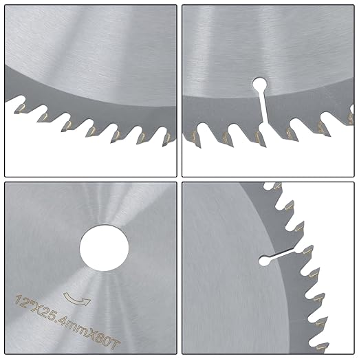 WFLNHB Alloy Woodworking Saw Blade 12 Inch 80 Tooth Circular Saw Blade with 25.44mm Arbor Hole Fit for Wood, Plywood Smooth Cutting