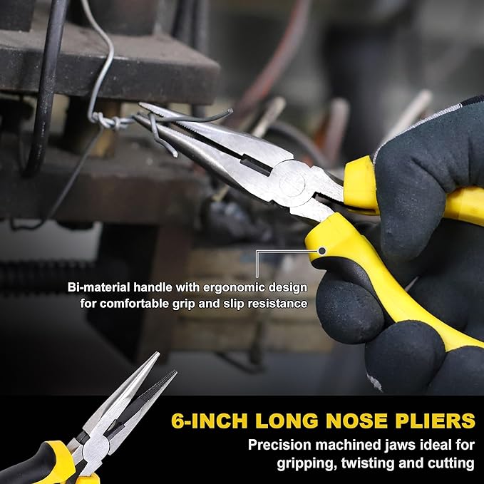 TOPLINE 8-Piece Pliers and Wrench Set, 8??Adjustable Wrench, 12?? 10?? 8??Groove Joint, 7??Linesman, 6??Slip Joint, 6??Long Nose, 6??Diagonal Pliers for Home Repair, Rolling Pouch Included