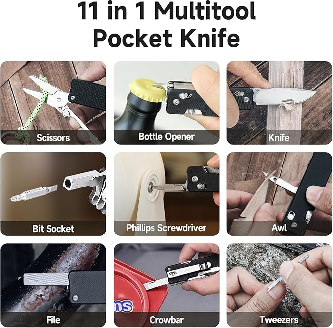 NexTool Knight K30 Multitool,11-in-1 Pocket Knife Multi tool with Axis Lock,Serrated Scissors,Tweezers,Awl,4mm 10-in-1 Bit Set for DIY?갧epairs?갍ifts
