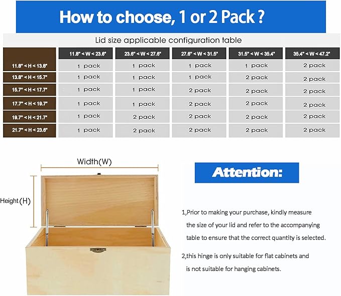 2 Pack | Toys Box Hinges Soft Close - HBL??Lid Support Chest Hinges for Wooden Toy Box, Cedar, Storage Trunk & Benches, Made of Zinc Alloy, Safety & Heavy Duty.