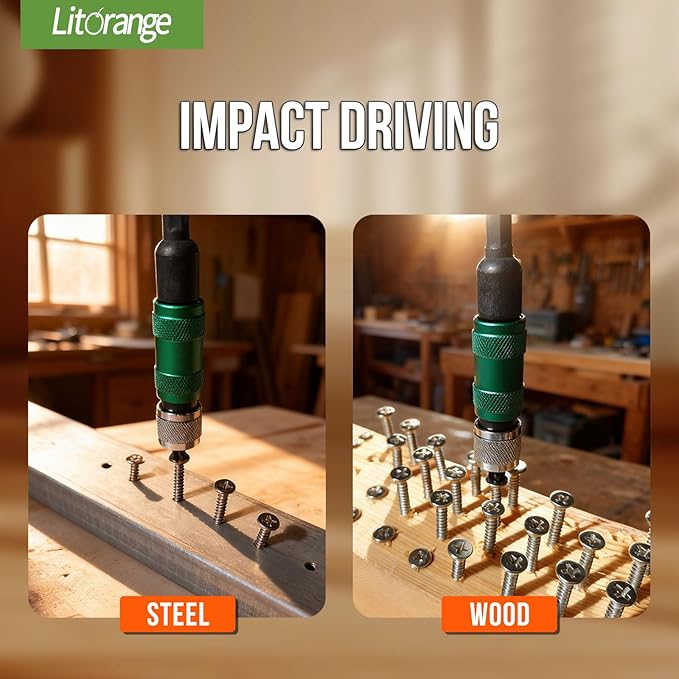 3PCS 90mm Universal Magnetic Pivoting Impact Screwdriver Drill Bit Holder, Mechanical locking And Quick Release Design, 1/4" Hex Shank, With 2 x 25mm PZ2 & PH2 Bit Fit for Swivel Drill Bit Extender