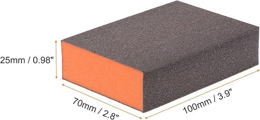 HARFINGTON 4pcs Sanding Sponge Blocks #220 (800-1000 Grits) Wet/Dry Hand Sanding Sponges, 100x70x25mm Foam Sanding Block Pad for Polishing Kitchen Metal Wood Drywall Furniture, Brown&Orange