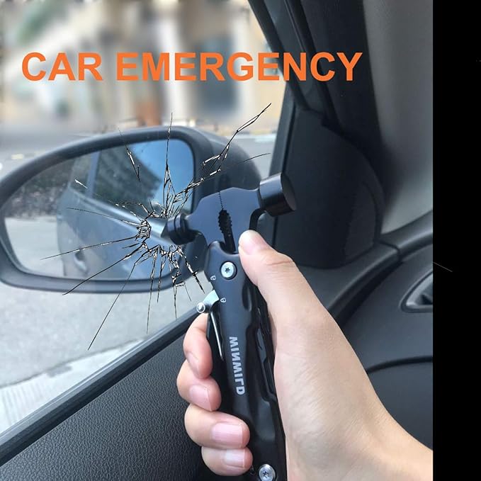 MultiTool Mini Emergency Hammer, Unique Christmas Gifts for Dad Men Women, Cool Stocking stuffers for Camping Hiking Household