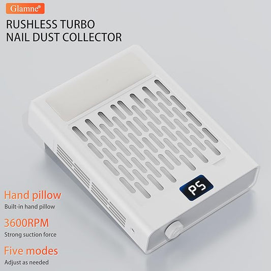 Nail Dust Collector, Professional Brushless Turbo 5 Speed Dust Collector Powerful Duster Machine Tool for Acrylic Nail Polishing
