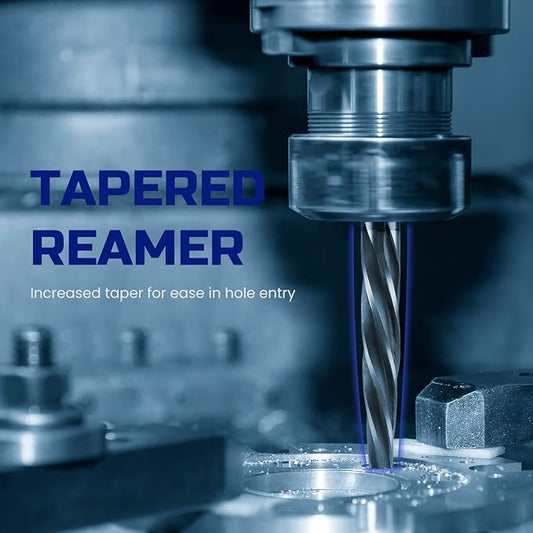 Lichamp 4 Piece Reamers Set for Metal, Taper Reamer Drill Bit for Steel for 3/8 1/2 5/8 3/4 inches Hole M2 HSS Chucking Bridge Steel Reamers