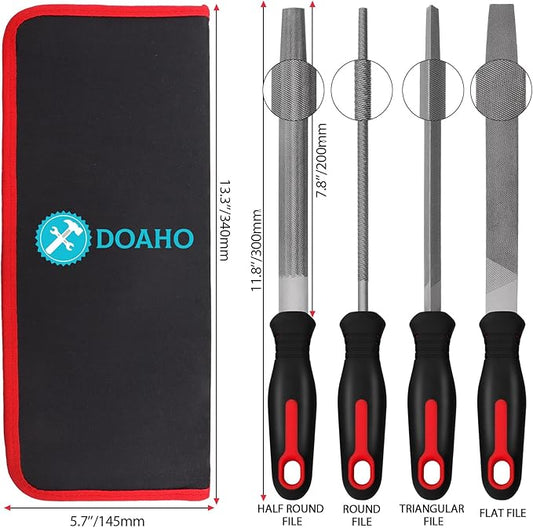19Pcs Metal File Set,Files Tool Kit for Woodworking with Needle File,Flat,Round,Half-Round,Triangle Shapes,Brush & Carry Case for Sharpening,Wood and Steel Deburring,Craft