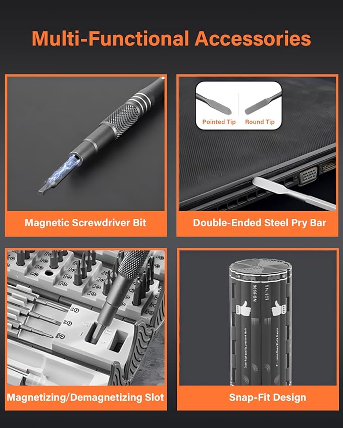 128 in 1 Precision Screwdriver Set, Professional Magnetic Repair Tool Kit with 122 Bits for Computer, PC, iPhone, Laptop, Game Console, Watch, Xbox, PS5, MacBook, Ring Doorbell