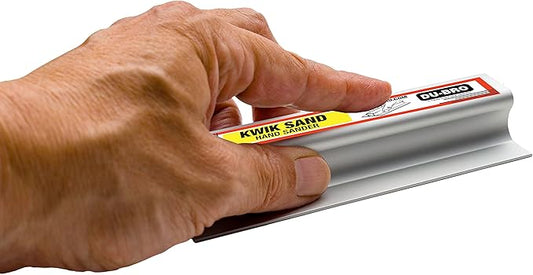 Du-Bro Kwik Sand Lightweight Aluminum Hand Sander Sanding Block with Comfortable Ergonomic Grip, Includes 3-Pack Precut Self-Adhesive Sandpaper (1 Each of 80, 150, and 220 grit), 11 Inch,Silver