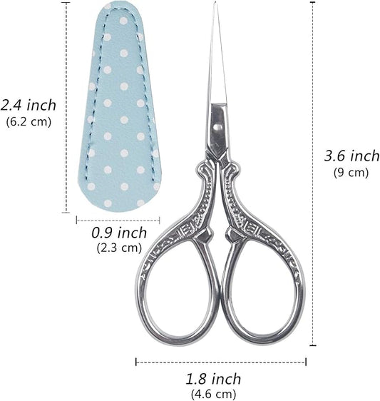 Sewing Embroidery Scissors Mini 3.6 inch Craft Scissors Shears for Crafting Fabric Scissor for Art Work Threading Needlework DIY Tools with Leather Scissor Cover