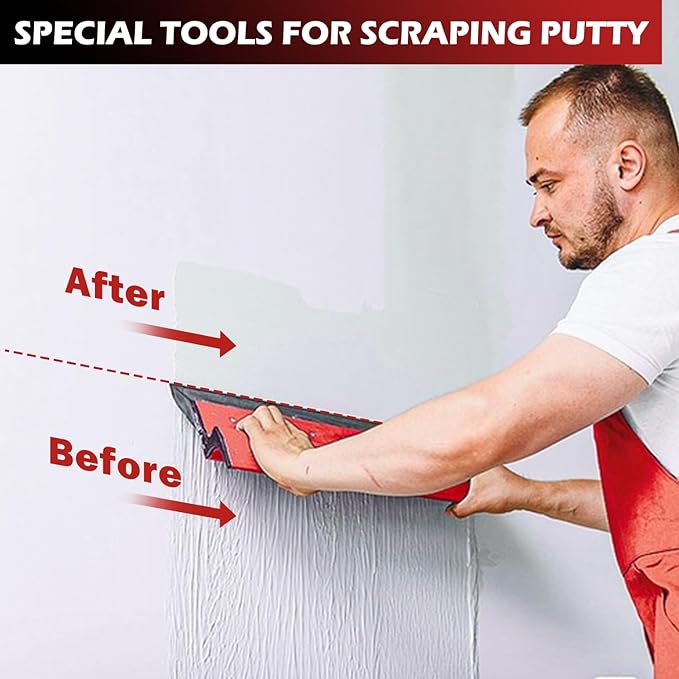 Ceeintee Drywall Skimming Blade Set, Include 24" Skimming Blade, 12" Mud Pan, 7" Drywall Compound Rollers, a Extension Handle and Three Drywall Tools for Drywall/Plaster/Wallboard