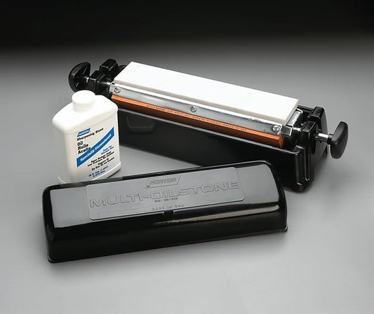 Norton IM313 Knife Sharpener Oil Stone Sharpening Stone Kit with Coarse/Medium Crystolon and Fine India Stones, Sharpening Stone Oil and Knife Angle Guide
