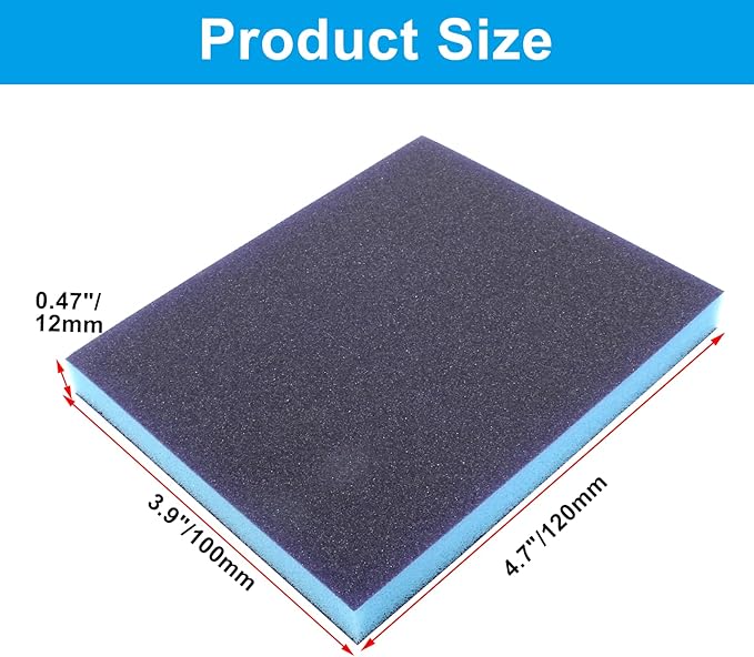 BokWin 16Pcs Sanding Sponge, 180 Grit Washable Sponge Sand Blocks, Wet and Dry Sanding Blocks for Plastic, Wood, Metal, Furniture (Grade 500 to 600)