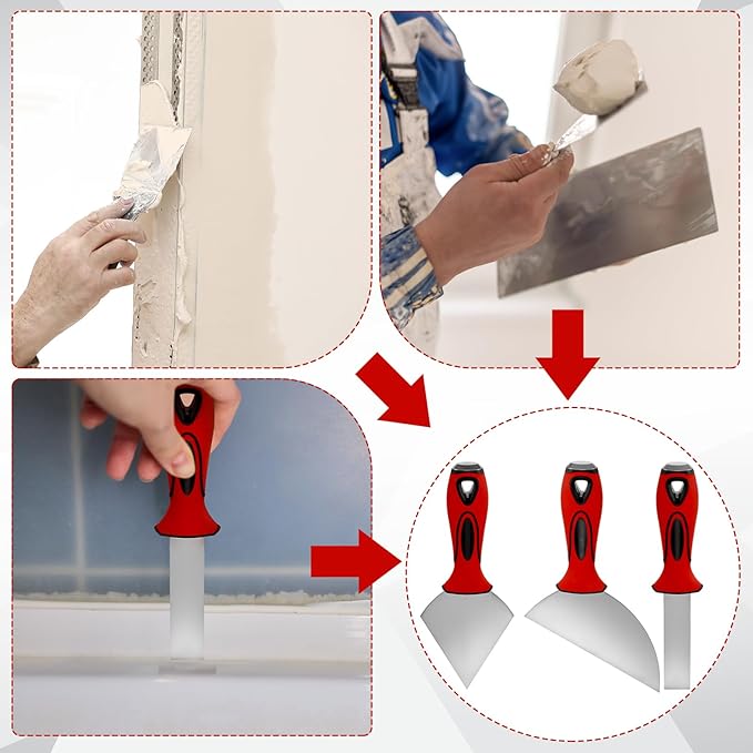 Lothee 1" Rectangle Drywall Joint Knife Metal Hammer End Professional Finishing Tools High-quality Drywall Knife for Work in Narrow Spaces Plasterboard