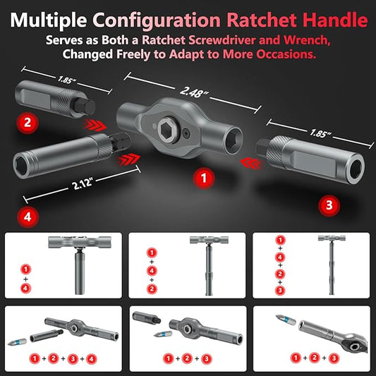 24 in 1 Magnetic Screwdriver Set,DIY Ratchet Screwdriver with Detachable Handle,Multi Bit Screw Driver Set Multifunctional Toolbox,Portable Precision Repair Tool Kit for Furniture Computer Bicycle