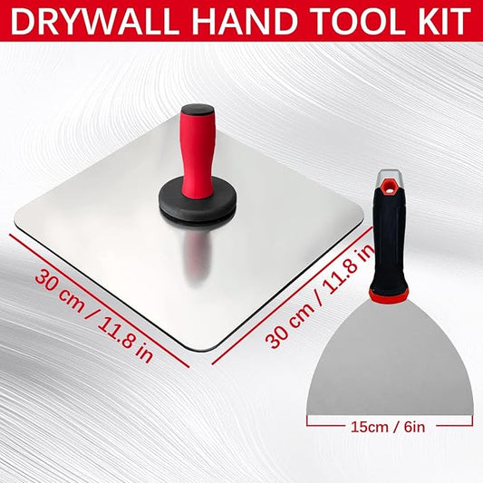 Drywall Hand Tool Kit, 12??Stainless Steel Hawk & 6??Putty Knife, Masonry Mud Hawk Set for Cement, Mortar and Drywall Finishing