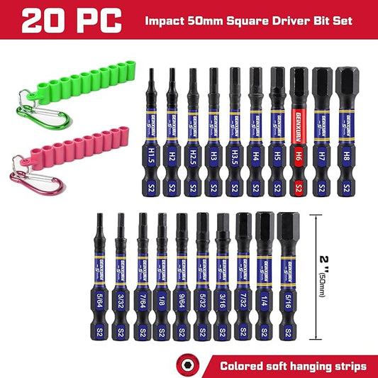 Impact Hex Screwdriver Bits Set, 20 Pieces 2?쒶agnetic Metric & SAE S2 Steel Multi Hex Driver Bits with Soft Hanging Strips