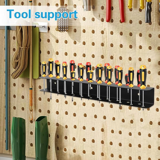Screwdriver Organizer, Carbon Steel Screwdriver Holder, Garage Tool Organizer Wall Mount for Pliers, Wrenches & Nut Driver, Utility Storage Rack for Workspace, Workshop, Shed (15.7‘’L/23 Holes)