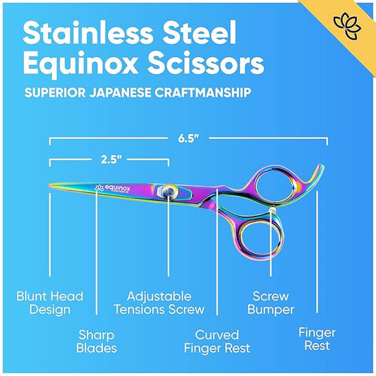 Equinox Razor Edge Series Professional Hair Scissors - 6.5??Premium Japanese Stainless Steel Hair Cutting Scissors, Hair Shears, Hair Razors for Hair Cutting, Barber Accessories & Hair Salon Supplies