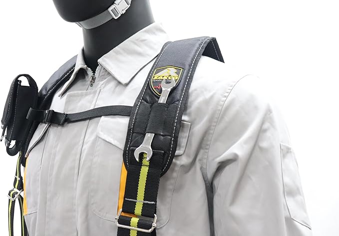 ZAKCO Professional 1680D Polyester Tool Belt with Suspender, Strudy Tool Belt for Carpenters, Framers, Electricians, Plumbers, Hanyman & DIY (Black, Full Size)