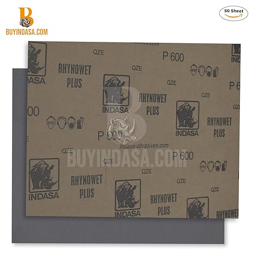 Indasa 50 PCS 9x11??Wet & Dry Sandpaper Sheets,1500 GRIT, Clog-Resistant Abrasive for Wood, Metal, Auto, Paint & Clear Coat Finishing, Sand Paper, Plusline Silicon Carbide, Plusline