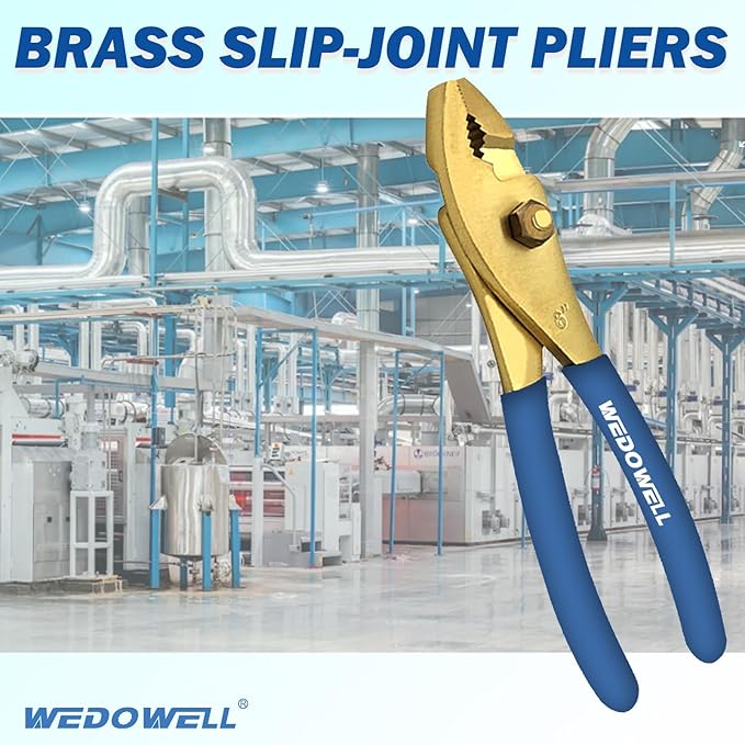 WEDOWELL 6" Brass Slip Joint Pliers,Wire Cutter with Rubber Grip Handle,Combination Pliers,Length 150mm,Non-Slip Handle,Corrosion-resistance