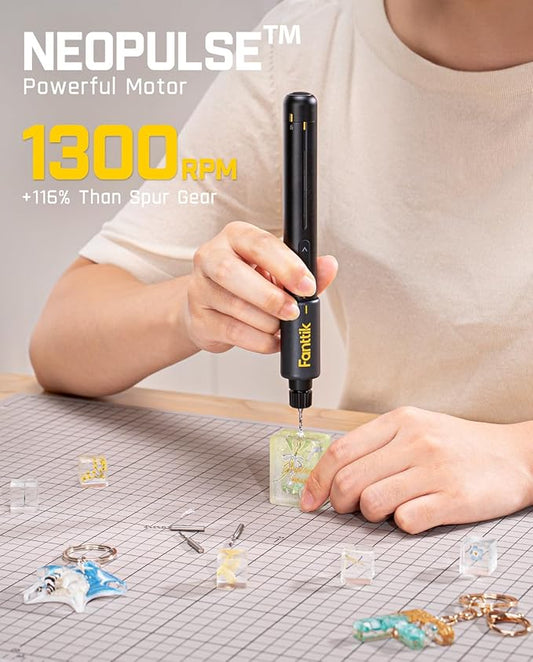 Fanttik K2 Nano Power Drill, Mini Precision Drill, Hand Drill, 20 Drill Bits, 800mAh Rechargeable, Tool Kit for DIY Projects, Shells, Plastic, Jewelry, PCB, Aluminum Plate