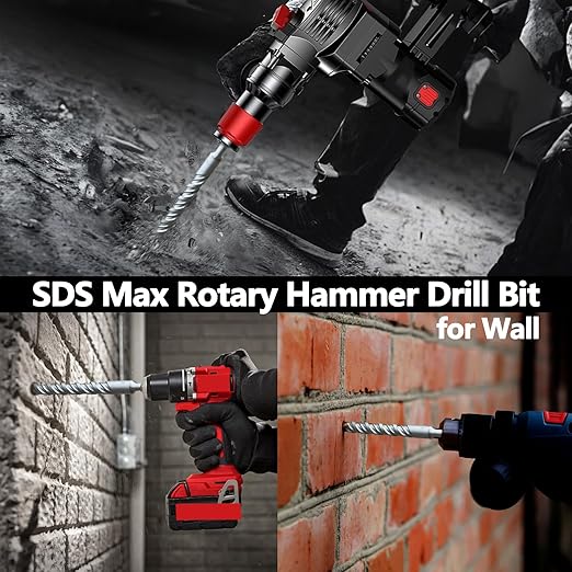 1 in x 39 inch SDS Max Rotary Hammer Drill Bit, 25x1000mm Carbide Tip Masonry Drill Bit for Masonry, Brick, Stone, Concrete, 1 in x 39 inch