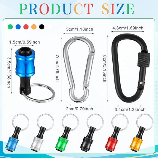 Gisafai 24 Pcs 1/4 Inch Bit Holder Keychain Hex Shank Aluminum Alloy Screwdriver Bits Holder Extension Bar Keychain Screw Adapter Drill Change Handheld Portable(Multicolor)