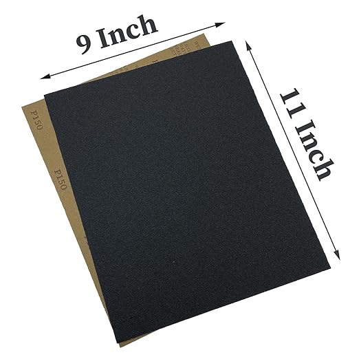 150 Grit Wet Dry Sandpaper, 9 x 11 Inch Sanding Sheets, 10PCS Premium Silicon Carbide Sand Paper for Wood Metal Ceramic or Auto Polishing and Scratches Removing