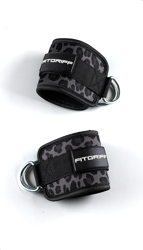 Fitgriff짰 Ankle Straps V1 for Cable Machine (2 Pieces) - Gym Workout Equipment - Leg Pulley Attachment, Kickback Straps