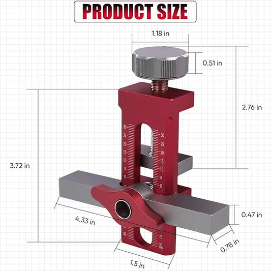 Cabinet Door Mounting Jig 2-in-1 Mounting Tool with Quick Edge Positioner,Adjustable Cabinet Door Installation Positioner,Cabinet Door Positioning Tool Jig for Most Cabinet Doors(Red)