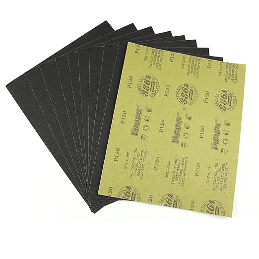 Sandpaper Sheets, 120 Grit Dry Wet Sand Paper, 9 x 11 Inch,Silicon Carbide, for Wood Furniture Finishing, Metal Sanding and Automotive Polishing,15 -Sheet